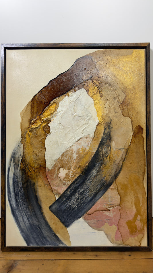 Amber Glow – Abstraktes Acrylgemälde, 50x70cm, mit Schattenfugenrahmen