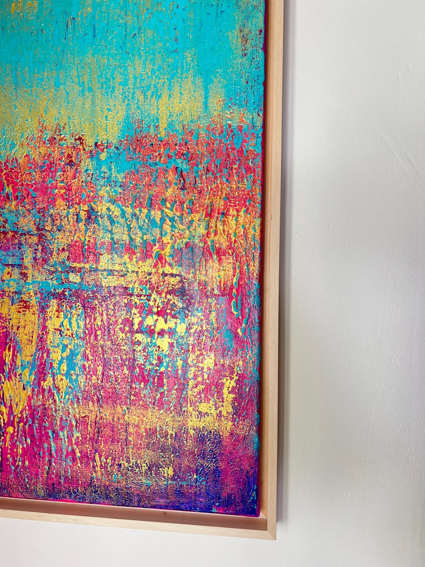 Abstraktes Gemälde, Acryl auf Leinwand, 50x70cm mit Schattenfugenrahmen