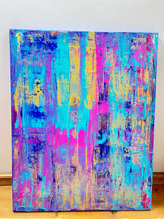 Neon Sky – Nahaufnahme Pinselstruktur, Original Acrylgemälde von BrittsGallery