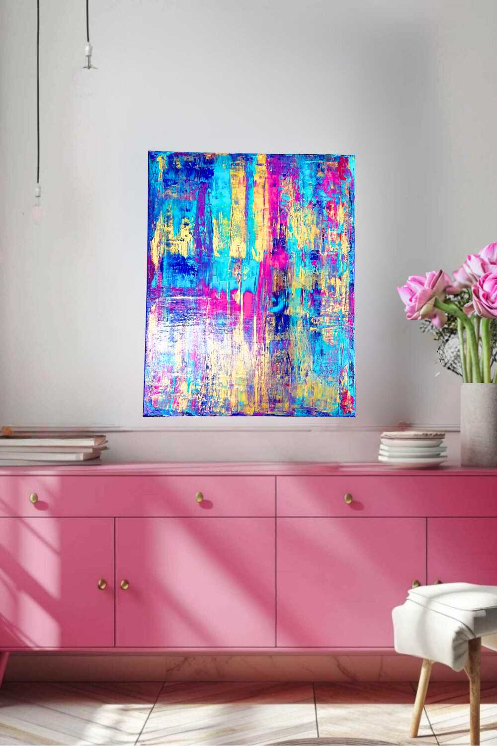 Neon Sky – Abstraktes Wandbild in Neonfarben, Kunstdruck Alternative