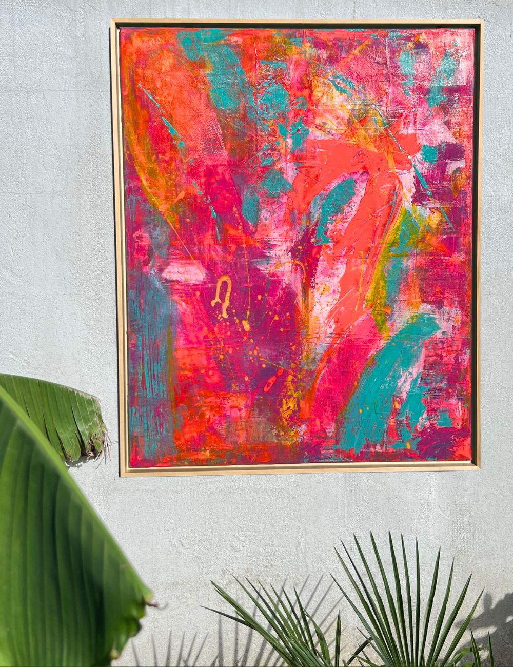 La Dolce Vita - Abstraktes Gemälde, Acryl auf Leinwand, 80x100cm mit Schattenfugenrahmen