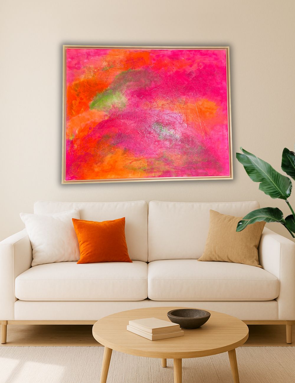 Tropic Sky – Originalgemälde in Neonfarben (80 × 100 cm) mit Lindenholzrahmen