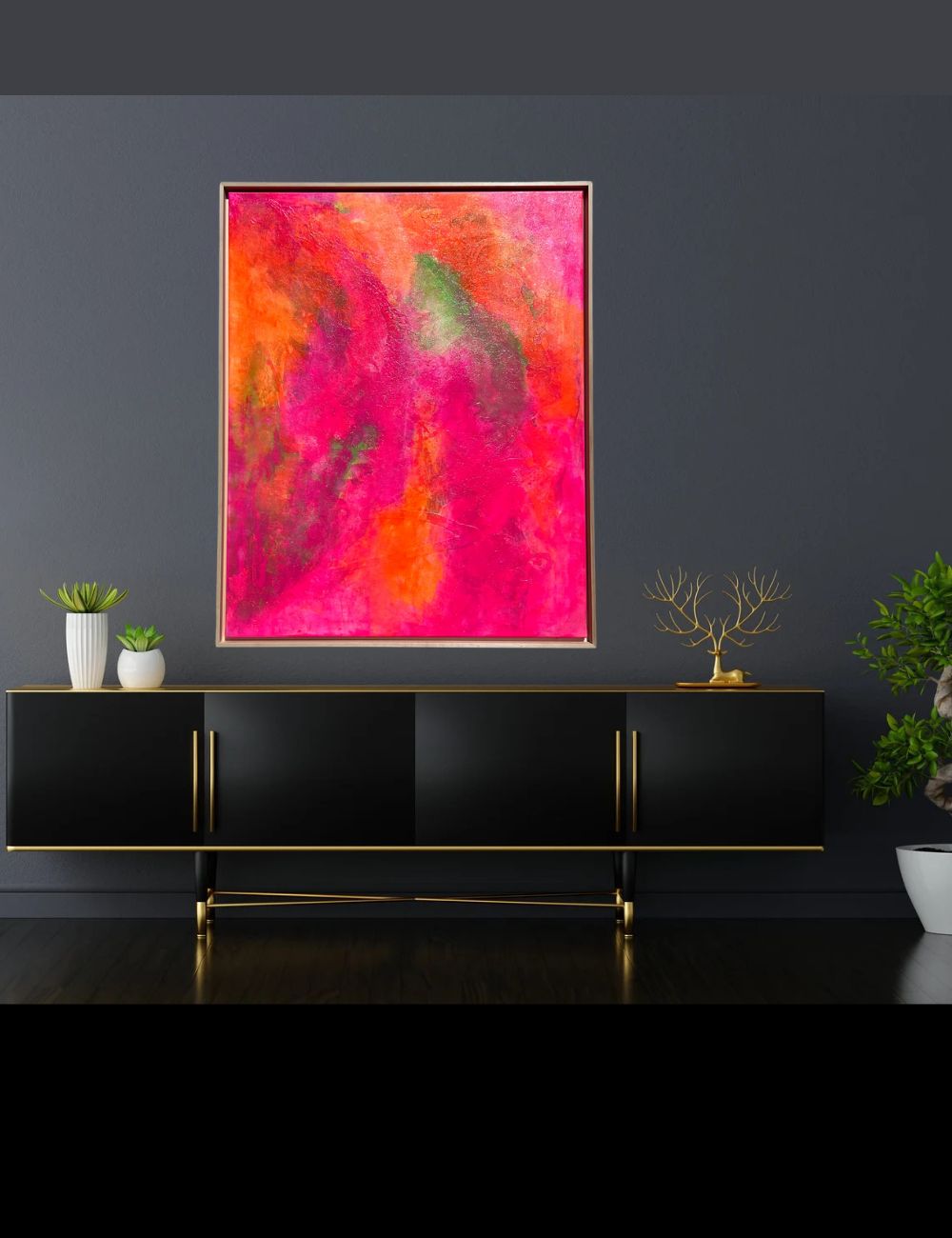 Tropic Sky – Originalgemälde in Neonfarben (80 × 100 cm) mit Lindenholzrahmen