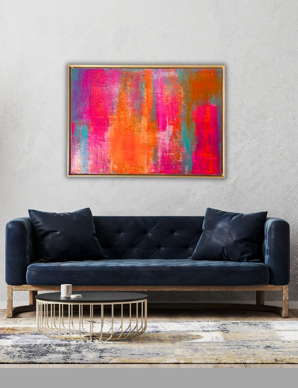 Tropic Glow - Original abstraktes Acrylgemälde, 70x100cm, mit Schattenfugenrahmen