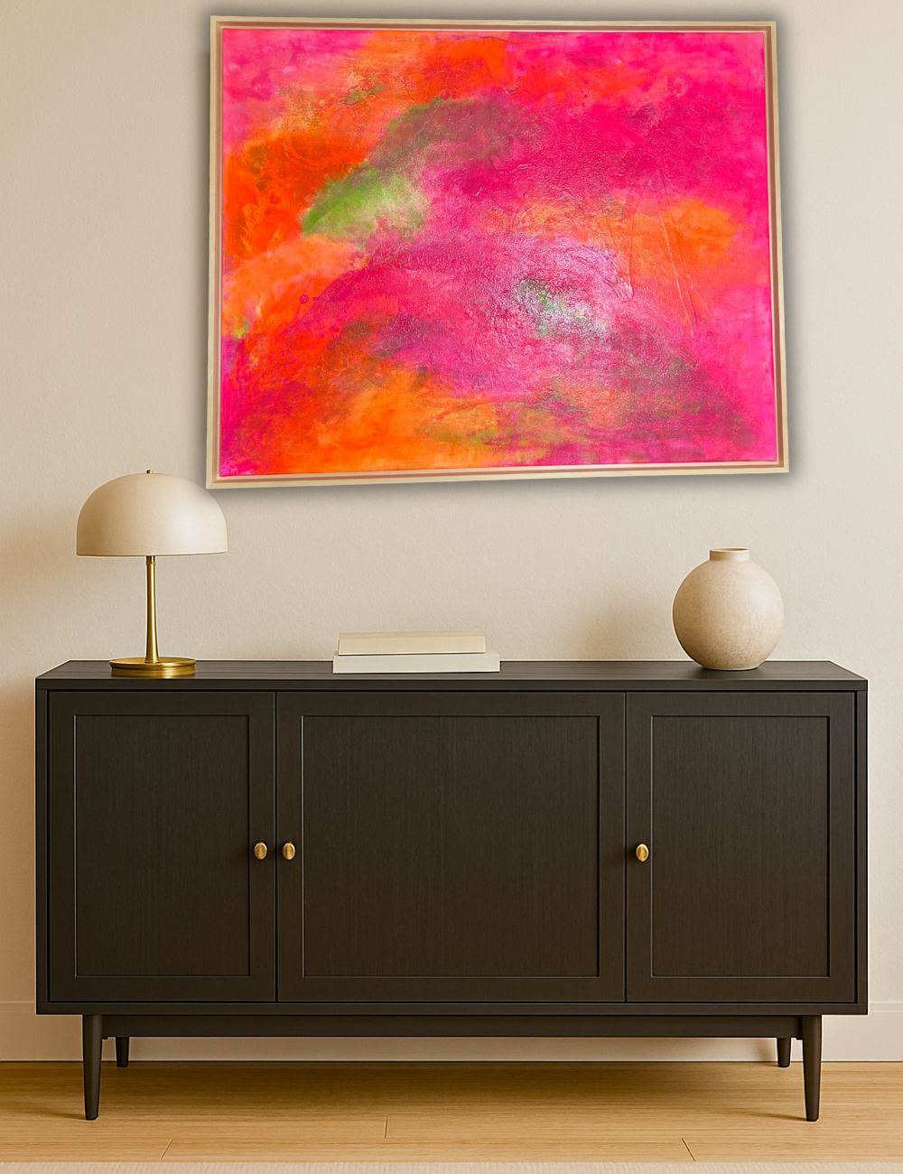 Tropic Sky – Originalgemälde in Neonfarben (80 × 100 cm) mit Lindenholzrahmen