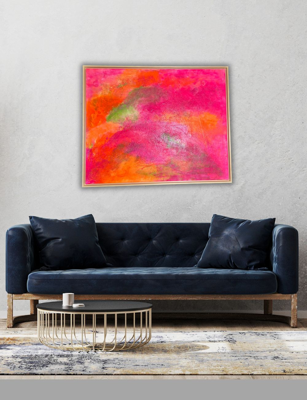 Tropic Sky – Originalgemälde in Neonfarben (80 × 100 cm) mit Lindenholzrahmen
