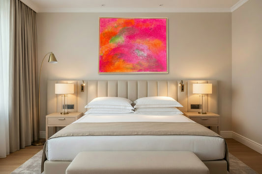 Tropic Sky, Originalkunstwerk, tropische Leichtigkeit, exklusives Wandbild, Schattenfugenrahmen aus Lindenholz