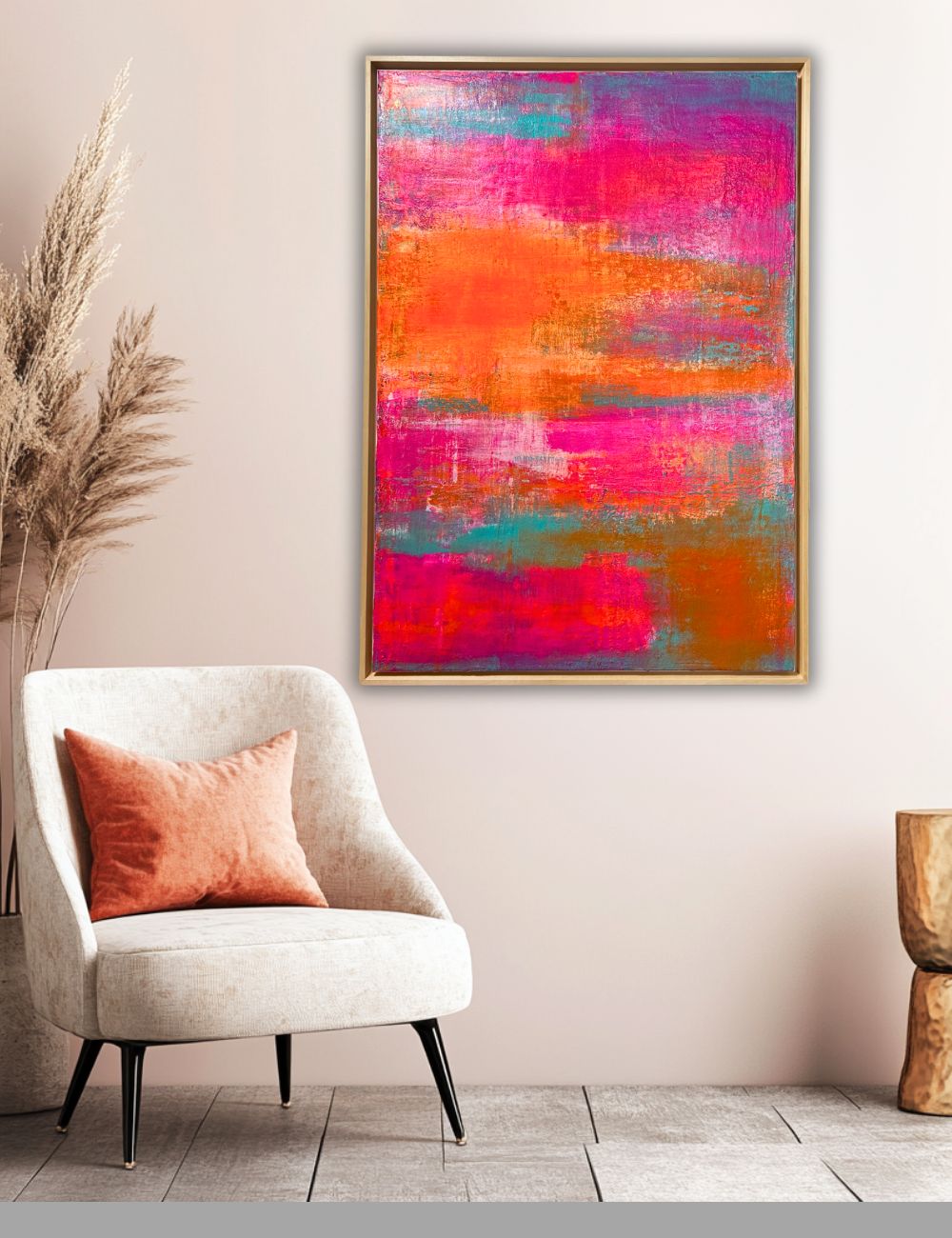 Tropic Glow - Original abstraktes Acrylgemälde, 70x100cm, mit Schattenfugenrahmen