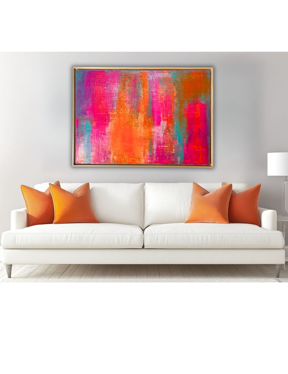 Tropic Glow - Original abstraktes Acrylgemälde, 70x100cm, mit Schattenfugenrahmen