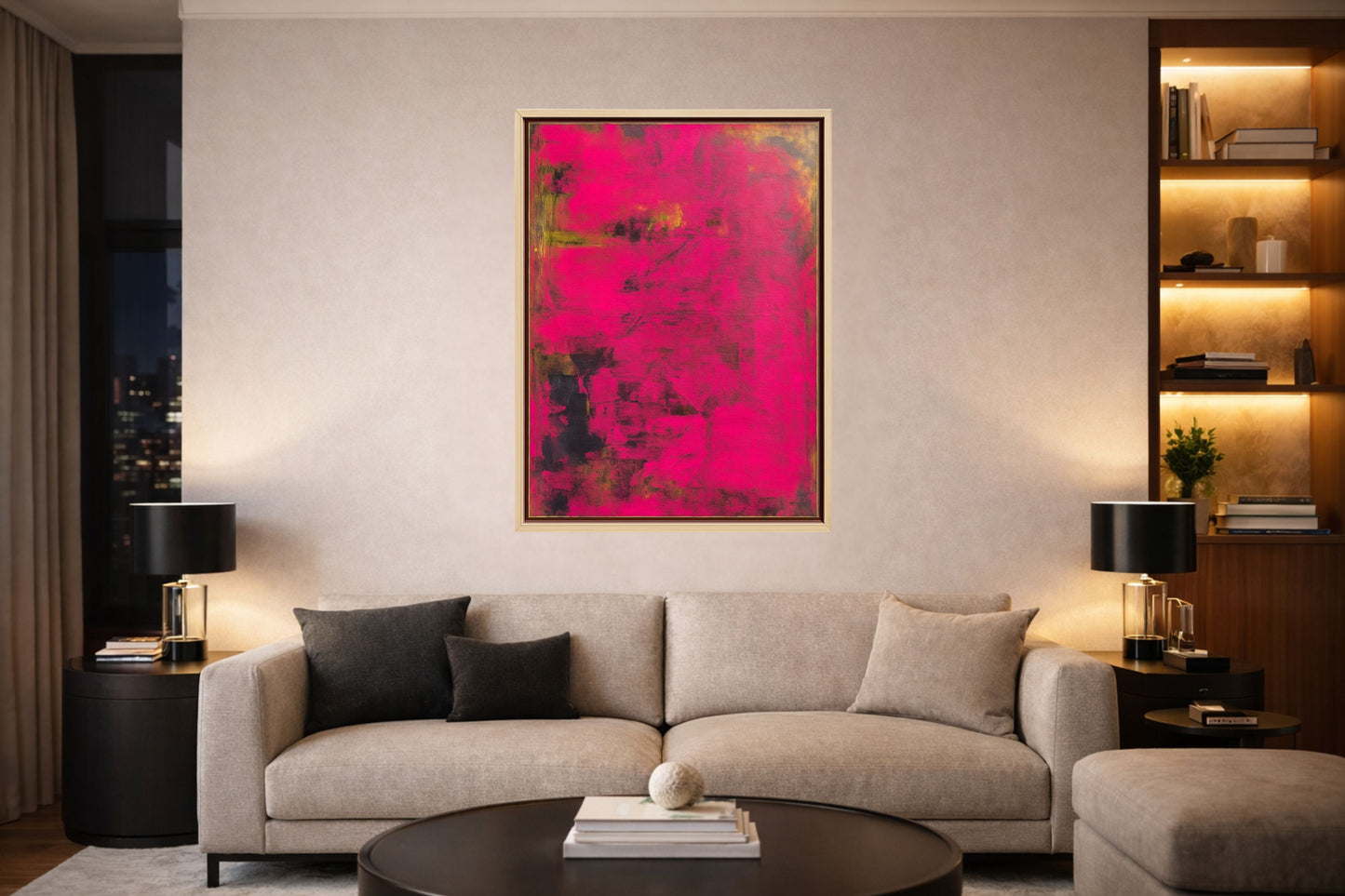 Abstraktes Gemälde, Acryl auf Leinwand, 70x100cm, inklusive Schattenfugenrahmen