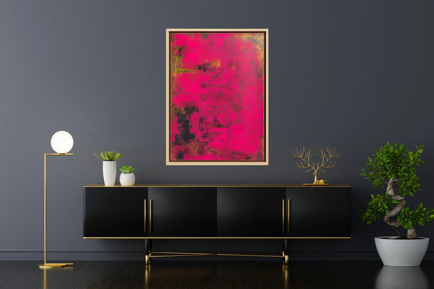 Abstraktes Gemälde, Acryl auf Leinwand, 70x100cm, inklusive Schattenfugenrahmen