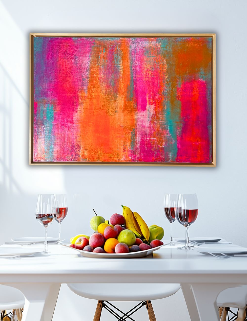 Tropic Glow - Original abstraktes Acrylgemälde, 70x100cm, mit Schattenfugenrahmen