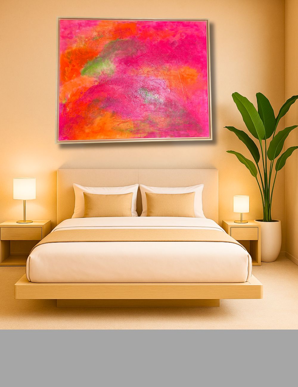 Tropic Sky – Originalgemälde in Neonfarben (80 × 100 cm) mit Lindenholzrahmen