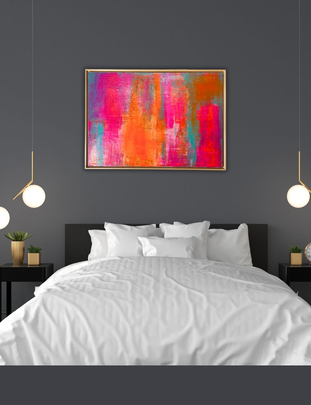 Tropic Glow - Original abstraktes Acrylgemälde, 70x100cm, mit Schattenfugenrahmen