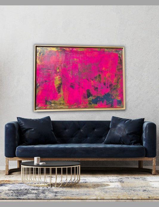 Abstraktes Gemälde, Acryl auf Leinwand, 70x100cm, inklusive Schattenfugenrahmen