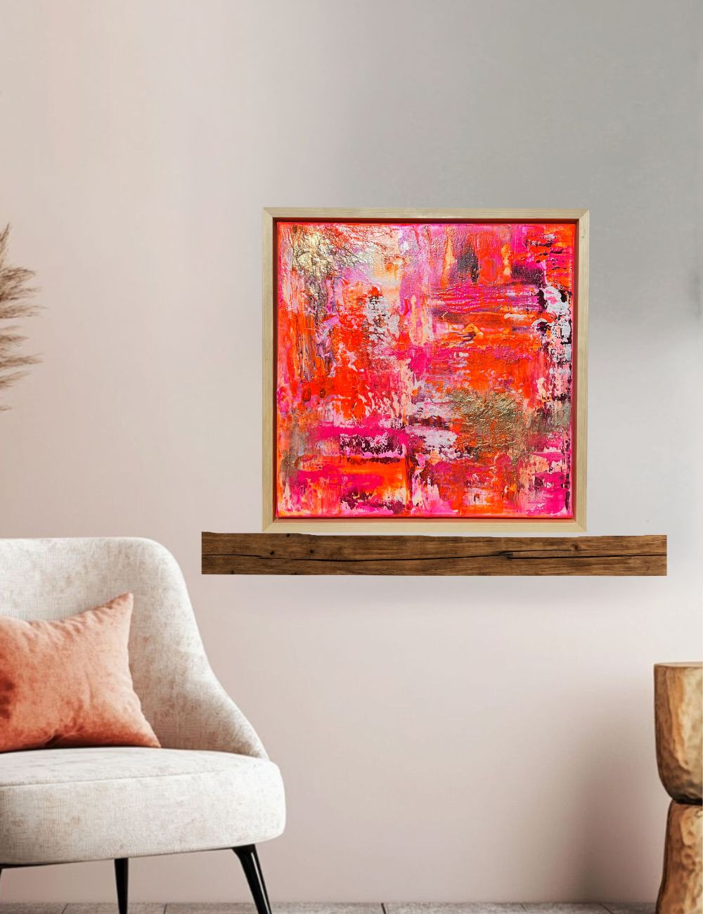 Sunset Glow - Original abstraktes Acrylgemälde, 60 x 60 cm,  mit Schattenfugenrahmen