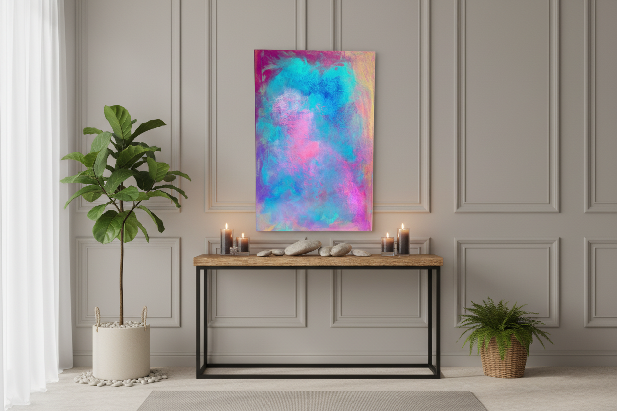 Pastel Dream – Abstraktes Acrylgemälde im Spa